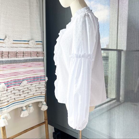 Alexis White Long Balloon Sleeves Button Front Blouse Women’s Size XS - Picture 2 of 9